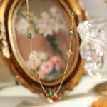 Vintage Rhinestone Round Beaded Flower Clavicle Necklace