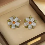 Flower Tassel Pearl Stud Earrings