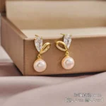 Heart Zircon Pearl Geometric Stud Earrings