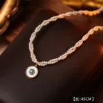 French Double-Layer Wrapped Beaded Eight-Point Star Necklace