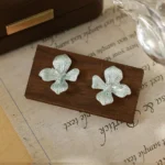 French Enamel Flower Stud Earrings