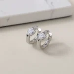 Blue Zircon Heart Huggie Earrings