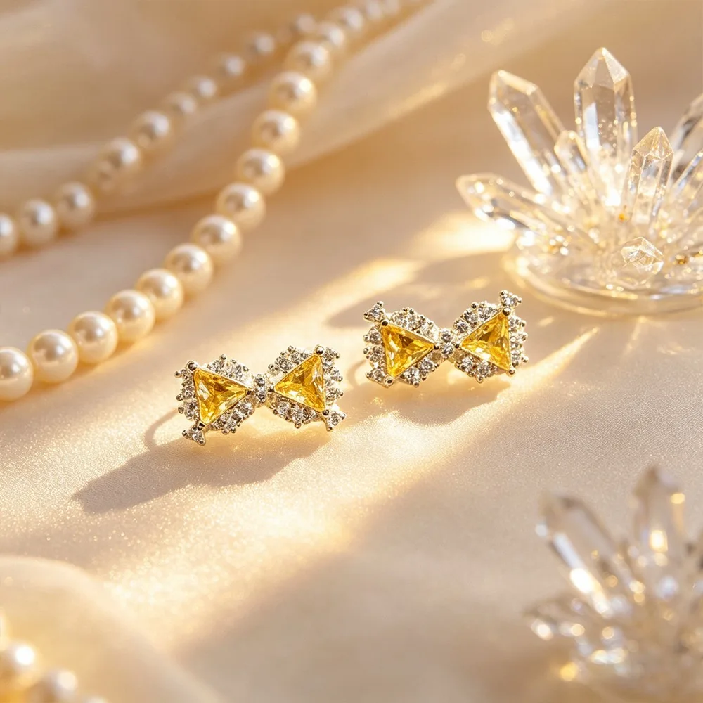 O1CN01Xly8Hv2BaeGc1cZ00_2214616708355-0-cib Full Pave Sparkling Bow Stud Earrings - Image 1