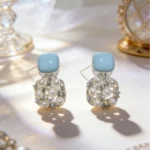 Korean Square Pearl Hollow Stud Earrings