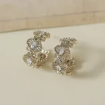 Gold Hollow Zircon Geometric Stud Earrings