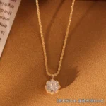 Korean Sparkling Zircon Rhinestone Flower Clavicle Necklace