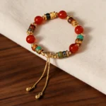 Vintage Red Agate Beaded Multicolour Bracelet