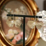 Zircon Textured Flower Brushed Stud Earrings