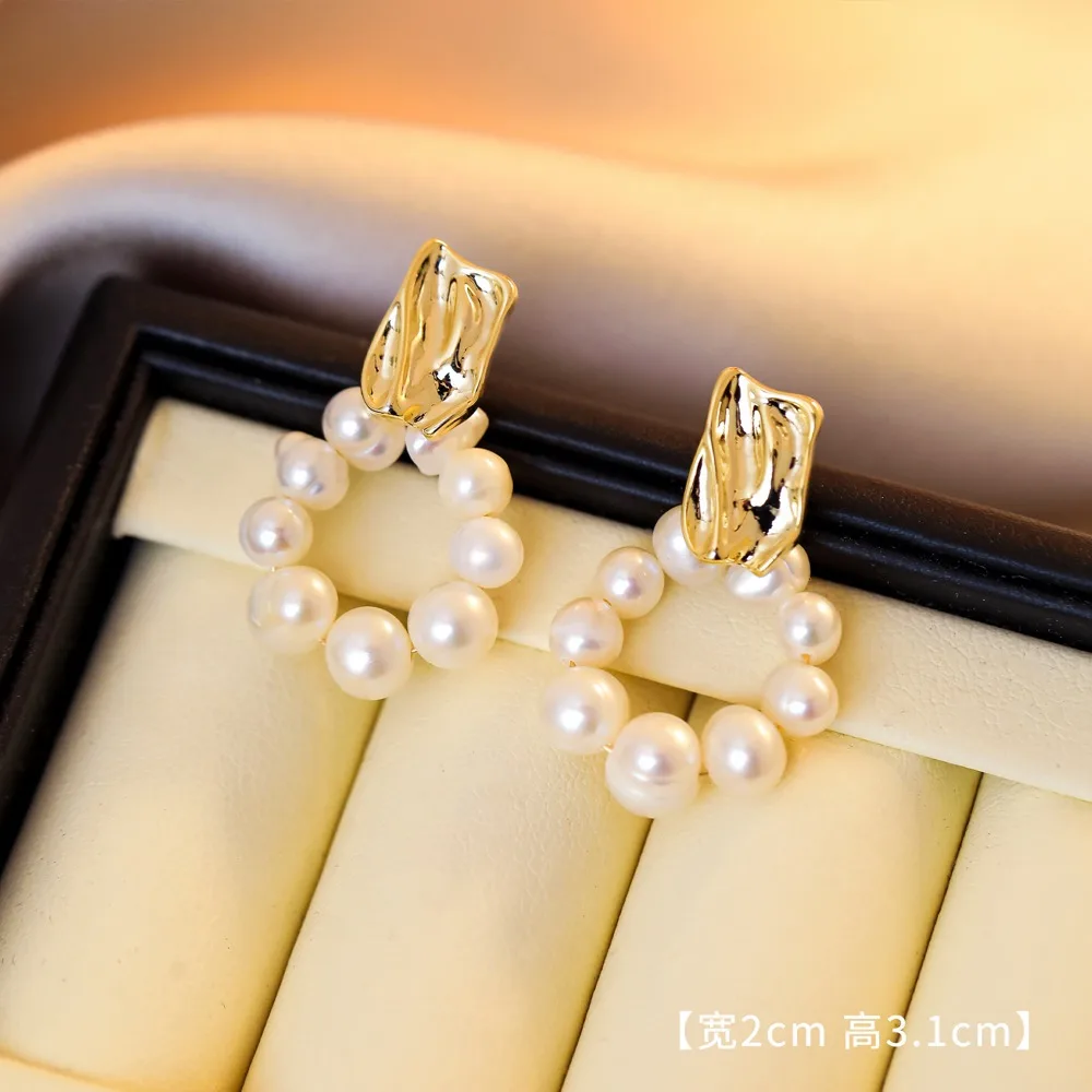 O1CN01cRWxj92Bae2XvYtSM_2214616708355-0-cib Pearl Gold Zircon Rhinestone Stud Earrings - Image 1