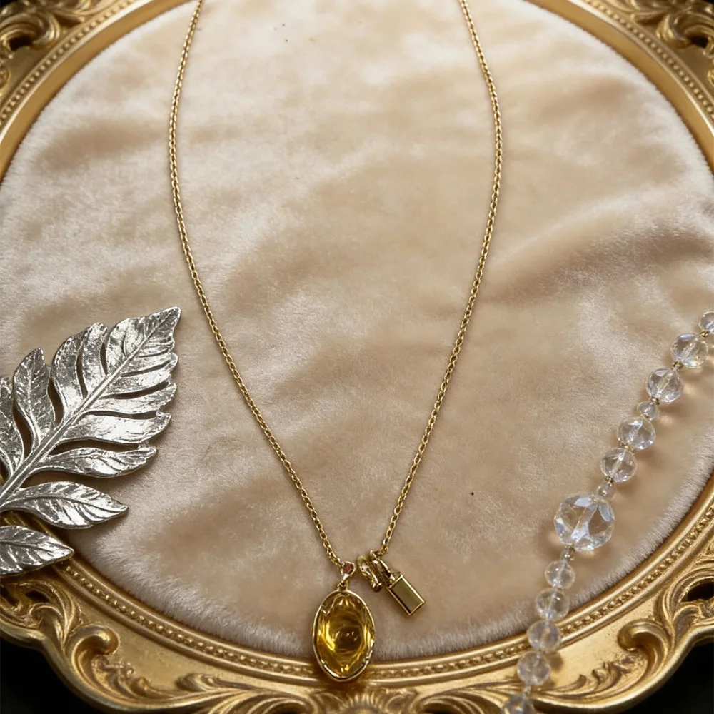 O1CN01coMp2M2BaeFRdLV8l_2214616708355-0-cib Neo-Chinese Citrine Gold Clavicle Necklace - Image 1