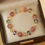Crystal Strawberry Quartz Beaded Beaded Bracelet