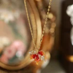 Gradient Red Maple Leaf Jewelry Set