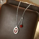 Vintage Butterfly Red White Jewelry Set