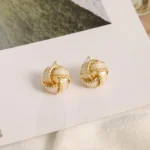 French Enamel Love Knot Stud Earrings