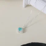 Blue Zircon Sugar Cube Stud Earrings