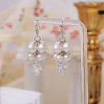 French Pearl Grape Tassel Hook Earrings