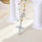 Dopamine Rhinestone Cross Multicolour Clavicle Necklace