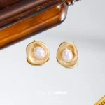 Pearl Gold Baroque Stud Earrings