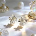 Vintage Flower Pearl Stud Earrings