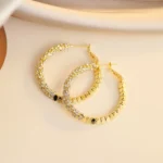 French Silver Zircon Hoop Earrings