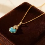 Neo-Chinese Turquoise Gourd Pave Zircon Clavicle Necklace