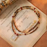 Tiger Eye Gold Four-Leaf Clover Long Necklace