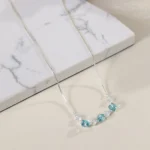 Square Crystal Sparkling Blue Clavicle Necklace