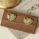 French Olive Green Zircon Heart Jewelry Set