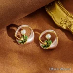 Vintage Monet Garden Freshwater Pearl Stud Earrings 03