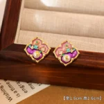 Oil-Painting Monet Garden Two-Tone Flower Stud Earrings