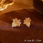 Vintage Gradient Maple Leaf Citrine Jewelry Set