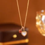 Red White Heart Clavicle Necklace