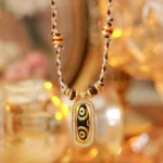 Vintage Beaded Multicolour Clavicle Long Necklace