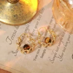 Vintage Gold Chain Tiger Eye Earrings