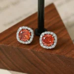 Vintage Red Crystal Stud Earrings
