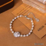 French Manta Rose Purple Pearl Beaded Bracelet