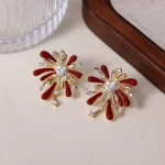 Neo-Chinese Firework Zircon Enamel Stud Earrings