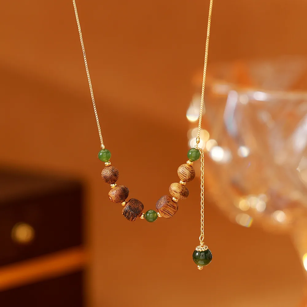 O1CN01rQ7Odv2BaeEvRPfNH_2214616708355-0-cib Vintage Lucky Bead Gold Chain Clavicle Necklace - Image 1