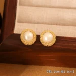 Rhinestone Flower Pearl Stud Earrings