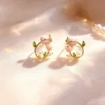 Wrapped Gold Beaded Zircon Stud Earrings