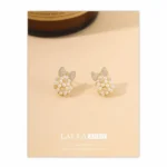 Pearl Bow Tassel Red Earrings