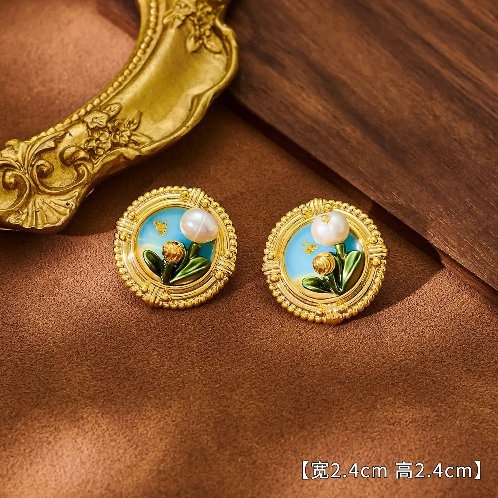 O1CN01u2b2CV2Bae5EBvmaz_2214616708355-0-cib Vintage Monet Garden Baroque Pearl Stud Earrings - Image 1