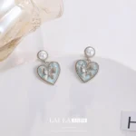 Heart Butterfly Pearl Stud Earrings