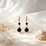 Vintage Black Agate Tiger Eye Earrings