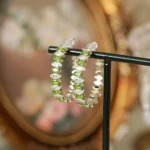 French Olive Green Stud Earrings