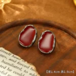 French Red Ancora Red Enamel Huggie Earrings