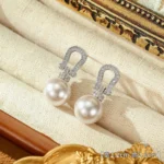 French Manta Rose Purple Pearl Stud Earrings