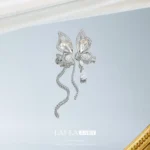 Asymmetric Butterfly Pave Zircon Stud Earrings