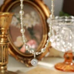 French Mocha Mousse Baby's Breath Long Necklace