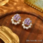Purple Flower Pearl Earrings